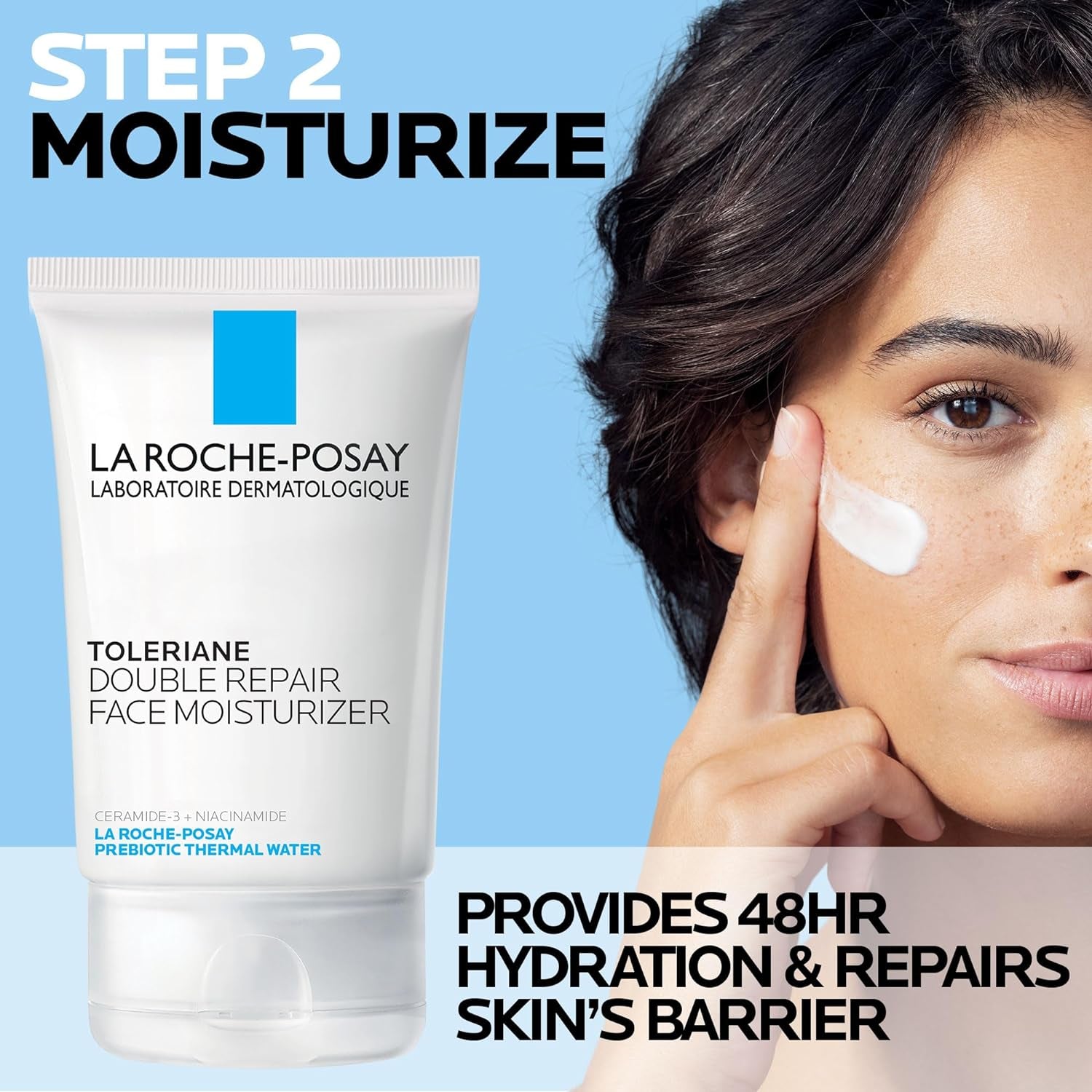 La Roche-Posay Toleraine Skin Care Duo: Double Repair Face Moisturizer (100ml) & Purifying Foaming Facial Cleanser (50ml) for Oily Skin with Niacinamide