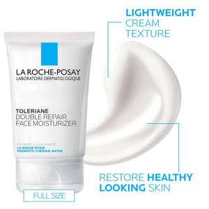 La Roche-Posay Toleraine Skin Care Duo: Double Repair Face Moisturizer (100ml) & Purifying Foaming Facial Cleanser (50ml) for Oily Skin with Niacinamide