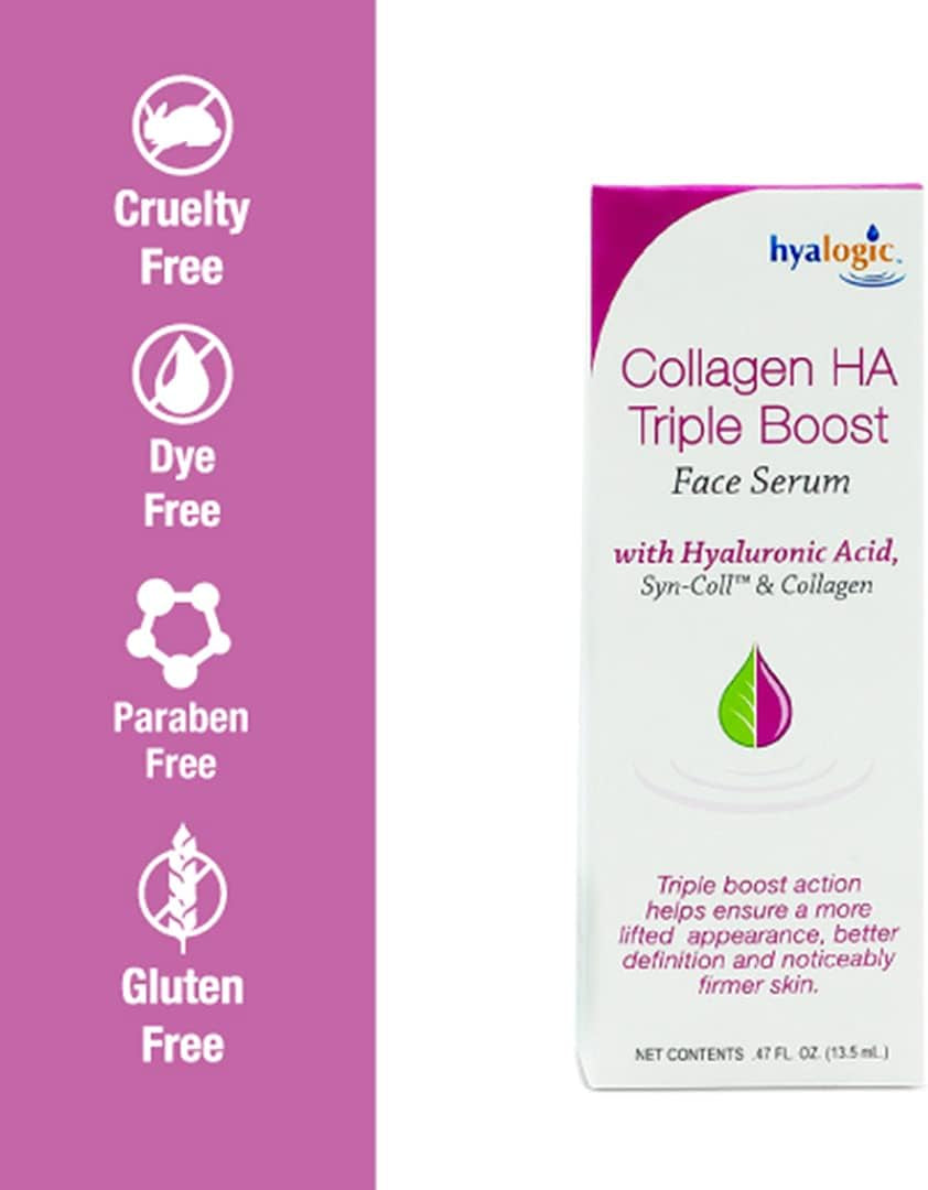 HA Collagen Serum - Triple Boost Face Serum for Skin Care - Peptides Serum for Face, Youthful Firmness & Elasticity Collagen Boost, Fragrance & Paraben Free Marine Collagen Serum 0.47 FL OZ